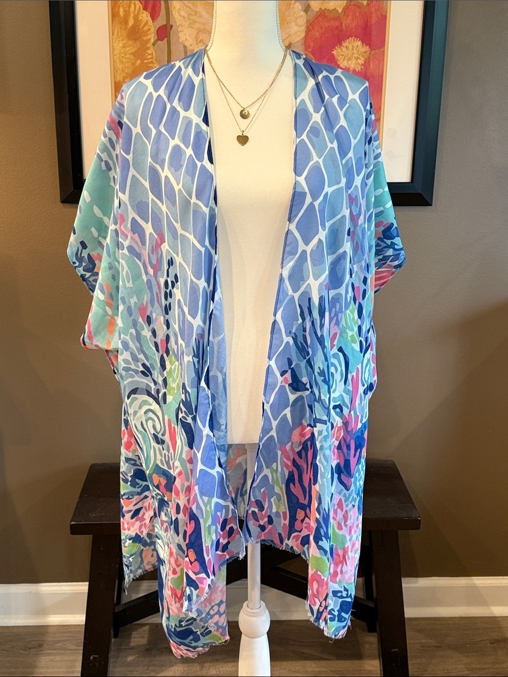 IDENTITY Mermaid Core Kimono Blue Print OS